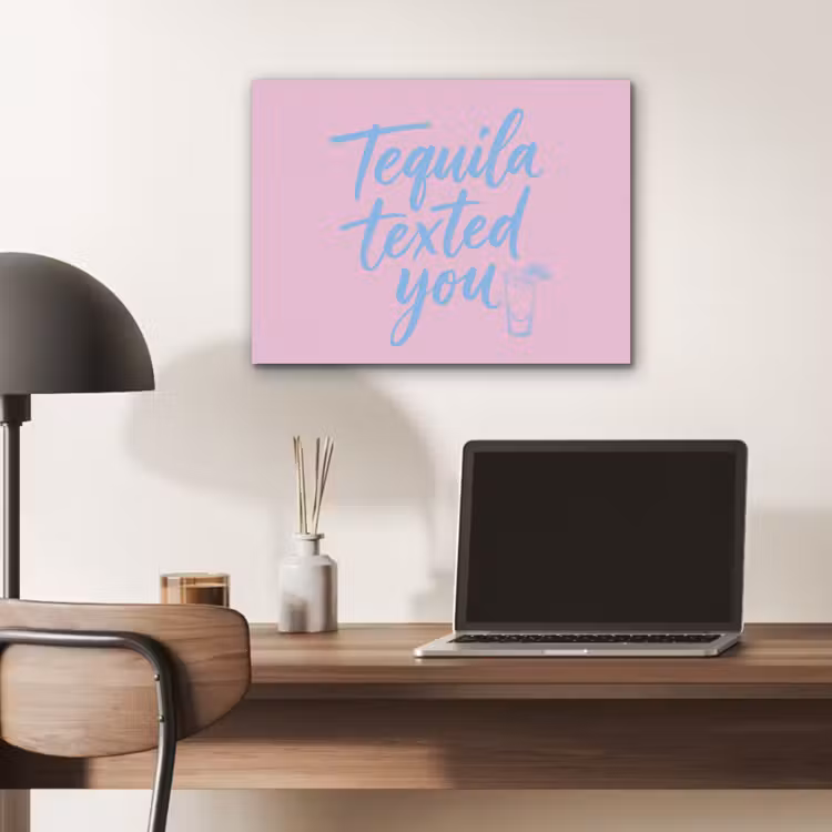 Tequila texted you - Roze - Blauw PET vilt klein -sfeer5