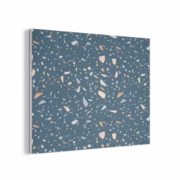 Terrazzo -  Patroon - Kleurrijk - Diep blauw PET vilt klein 837 -3d