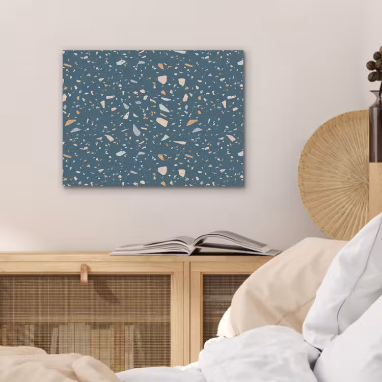 Terrazzo -  Patroon - Kleurrijk - Diep blauw PET vilt klein 837 -sfeer3