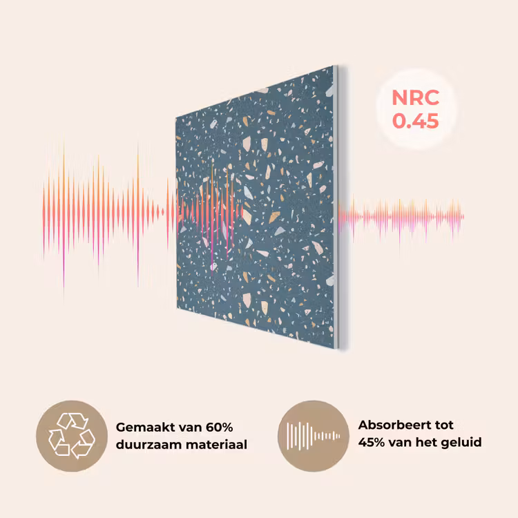 Terrazzo -  Patroon - Kleurrijk - Diep blauw PET vilt klein 837 -USP_NL