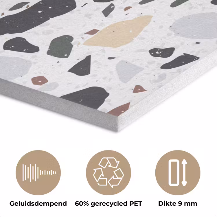Terrazzo -  Patroon - Kleurrijk - Klei PET vilt klein 837 -closeup_NL