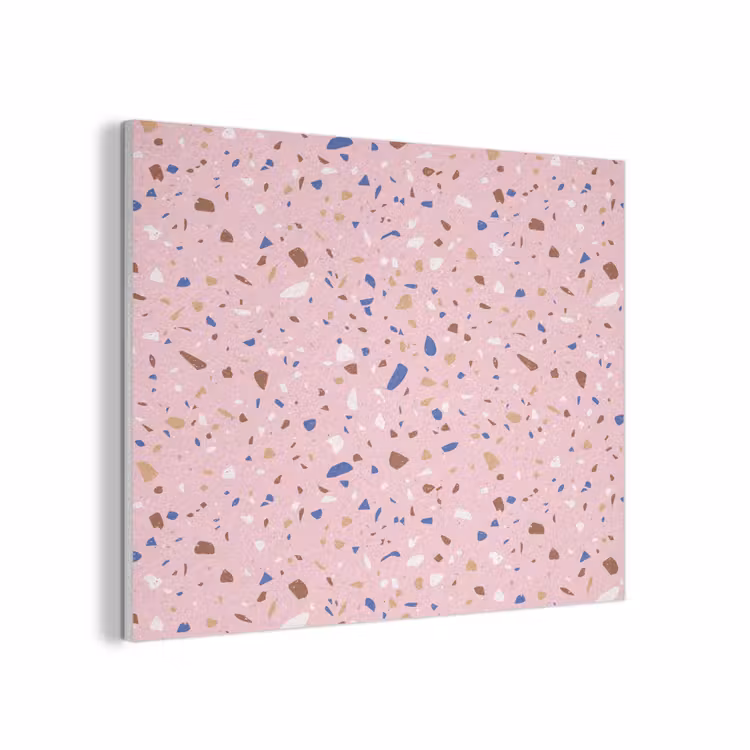 Terrazzo -  Patroon - Kleurrijk - Roze PET vilt klein 837 -3d