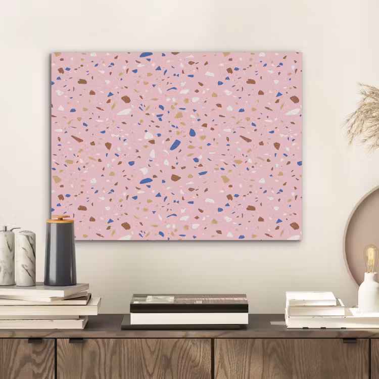 Terrazzo -  Patroon - Kleurrijk - Roze PET vilt klein 837 -sfeer1