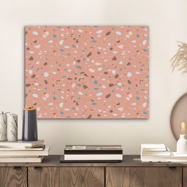 Terrazzo - Patroon - Kleurrijk - Roze - Blauw PET vilt klein 837 -sfeer1