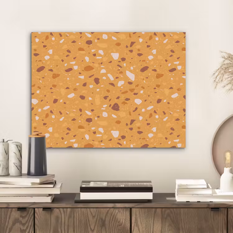 Terrazzo - Patroon - Okergeel PET vilt klein 837 -sfeer1