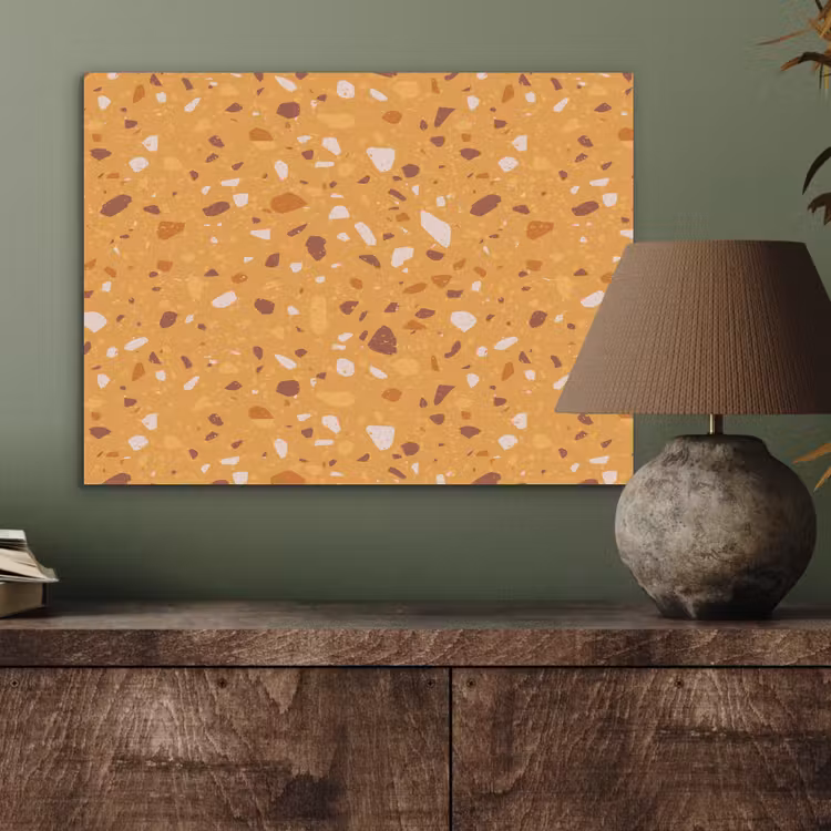 Terrazzo - Patroon - Okergeel PET vilt klein 837 -sfeer2