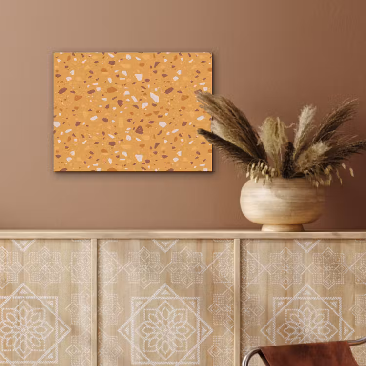 Terrazzo - Patroon - Okergeel PET vilt klein 837 -sfeer4