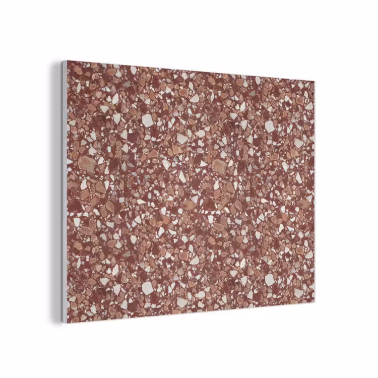 Terrazzo - Patroon - Steentextuur - Roodbruin PET vilt klein 837 -3d