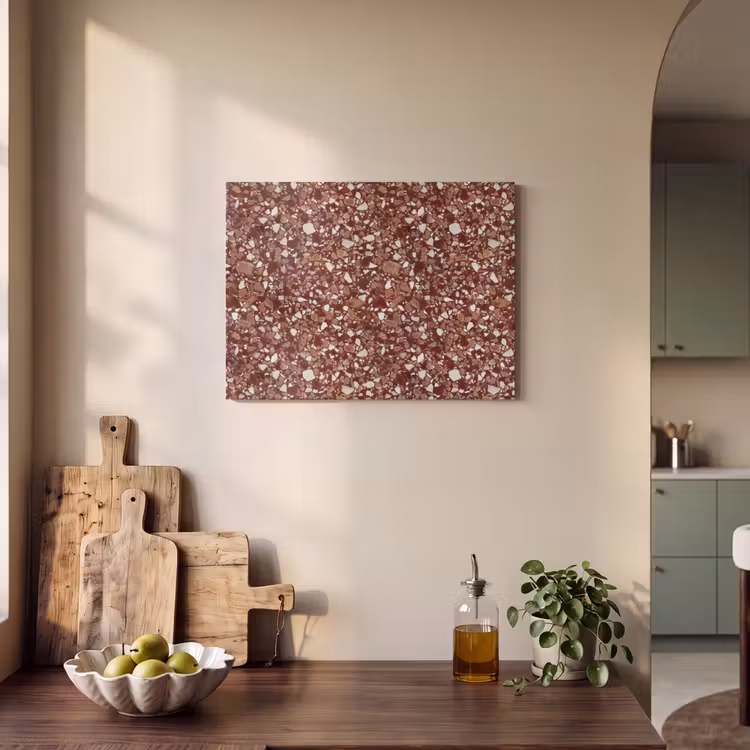 Terrazzo - Patroon - Steentextuur - Roodbruin PET vilt klein 837 -sfeer2