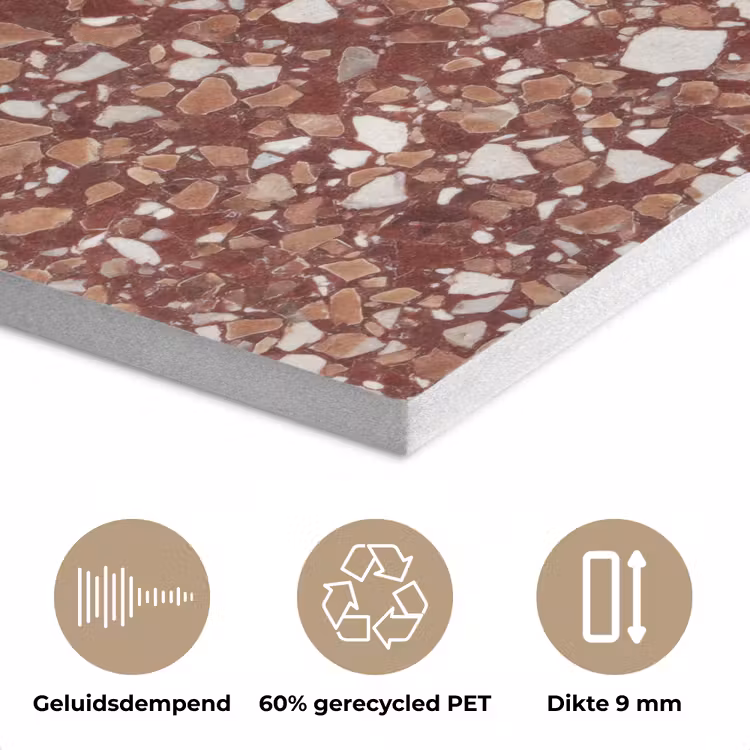 Terrazzo - Patroon - Steentextuur - Roodbruin PET vilt klein 837 -closeup_NL
