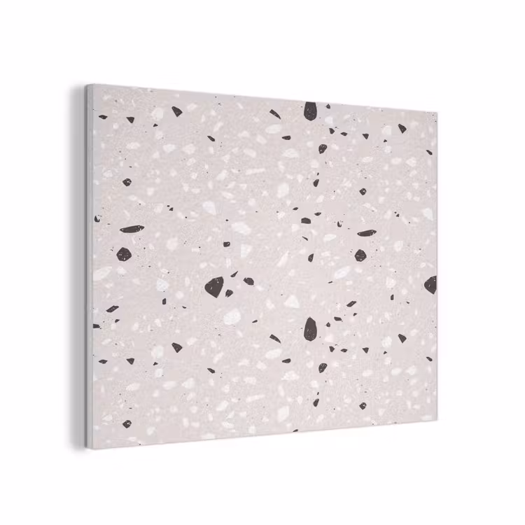 Terrazzo -  Patroon - Zacht - Zwart - Wit PET vilt klein 837 -3d