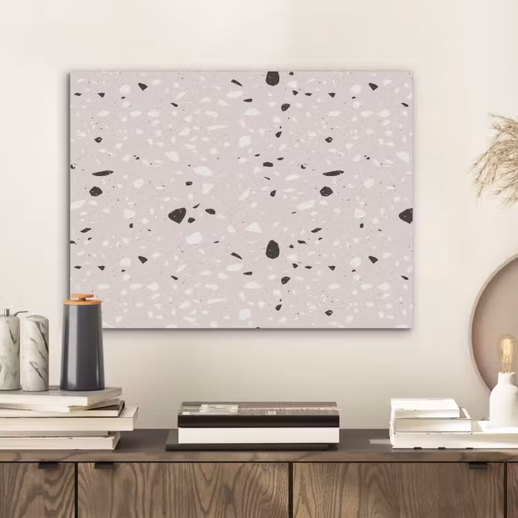 Terrazzo -  Patroon - Zacht - Zwart - Wit PET vilt klein 837 -sfeer1