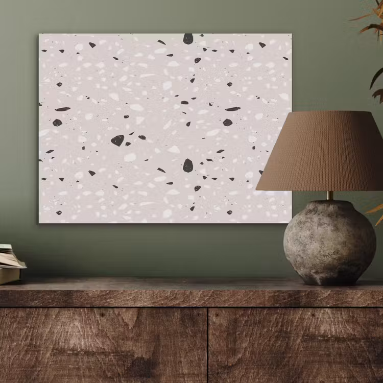 Terrazzo -  Patroon - Zacht - Zwart - Wit PET vilt klein 837 -sfeer2