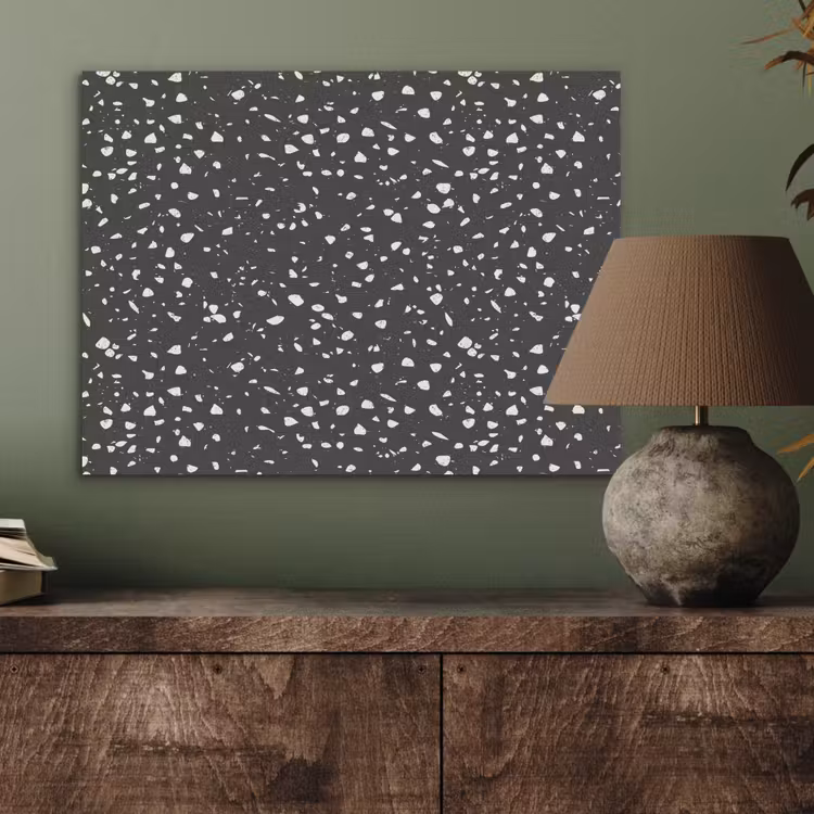 Terrazzo - Patroon - Zwart - Wit PET vilt klein 837 -sfeer2