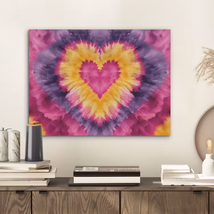 Tie dye - Hartvorm - Vlammen - Oranje PET vilt klein -sfeer1