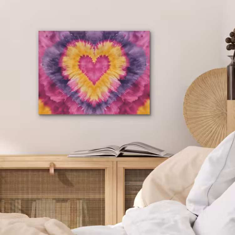 Tie dye - Hartvorm - Vlammen - Oranje PET vilt klein -sfeer3