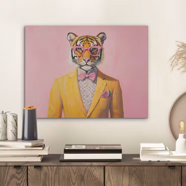 Tijger - Bril - Geel - Jasje PET vilt klein -sfeer1
