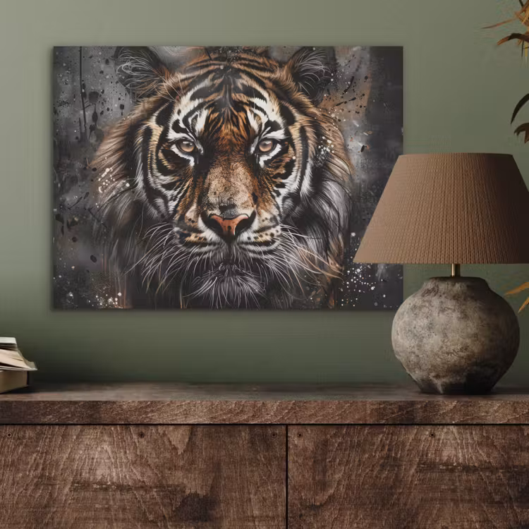 Tijger - Dieren - Portret - Luxe - Zwart PET vilt klein -sfeer2