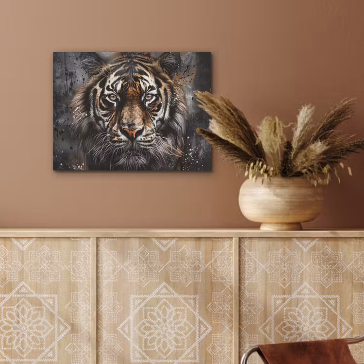 Tijger - Dieren - Portret - Luxe - Zwart PET vilt klein -sfeer4