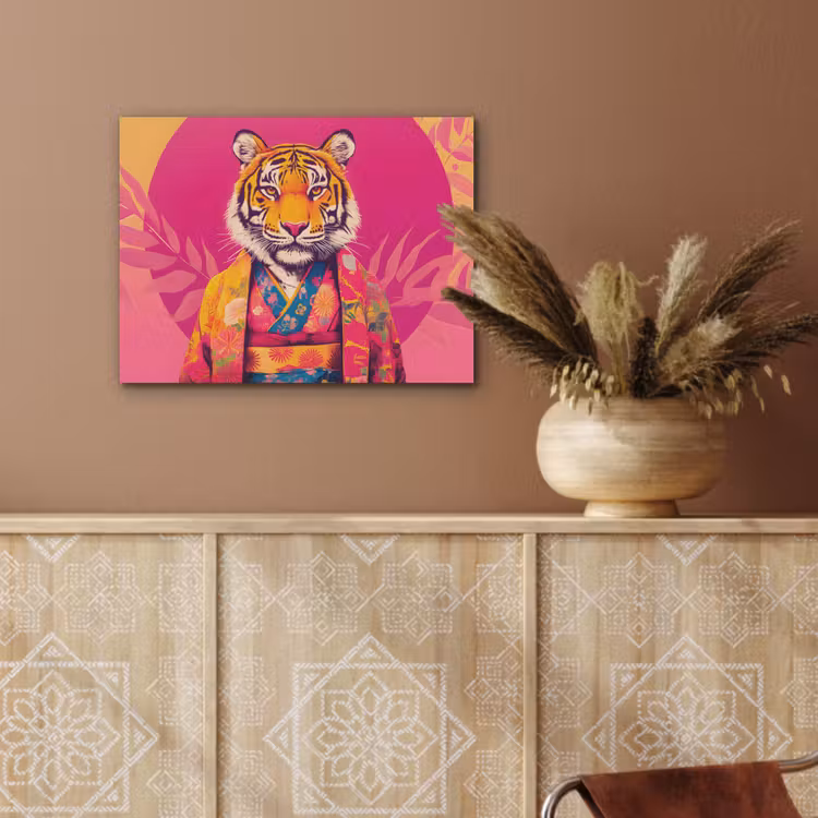 Tijger - Kimono - Planten - Roze PET vilt klein -sfeer4