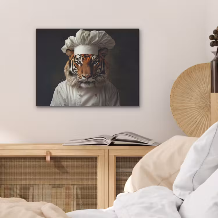 Tijger - Kokskleding - Bruin PET vilt klein -sfeer3