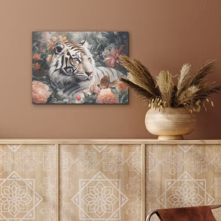 Tijger - Wilde dieren - Bloemen - Jungle PET vilt klein -sfeer4