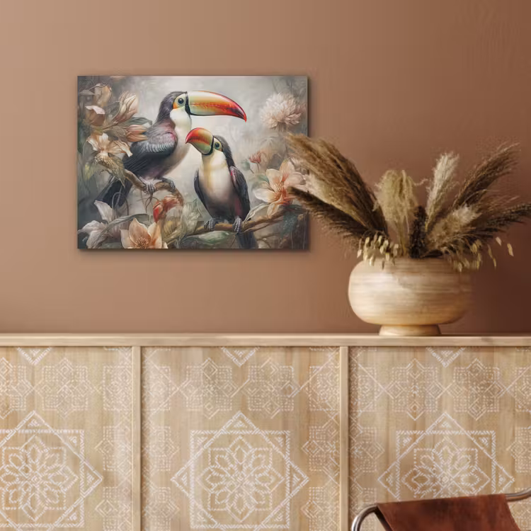 Toekan - Vogels - Bloemen - Jungle PET vilt klein -sfeer4
