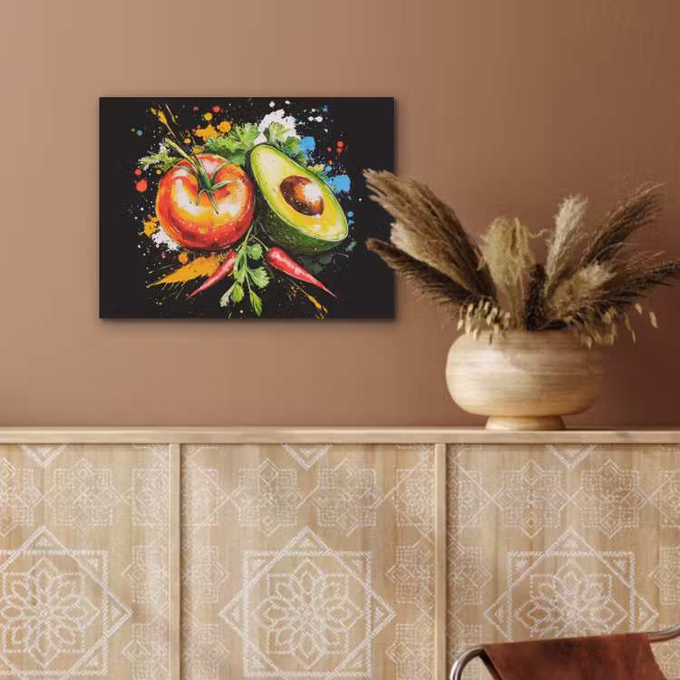Tomaat - Avocado - Peper - Graffiti - Verf - Modern PET vilt klein -sfeer4