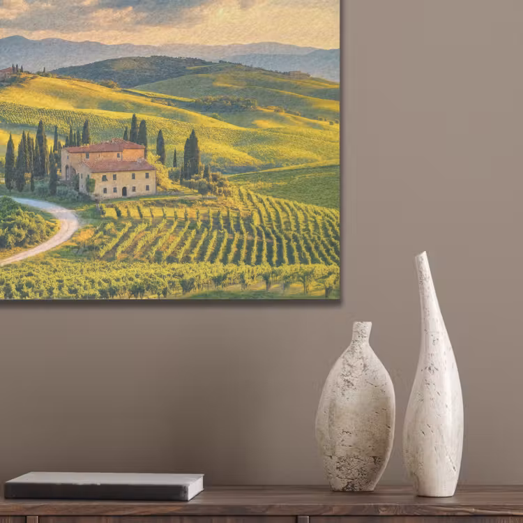 Toscane - Landschap - Wijngaarden PET vilt klein -sfeer6_closeup