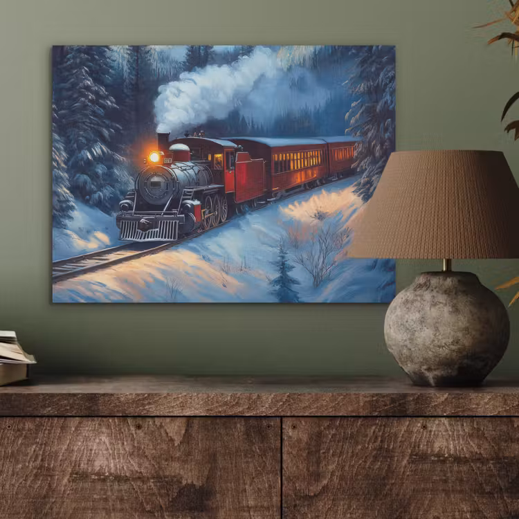 Trein - Kerst - Sneeuw - Kersttrein PET vilt klein -sfeer2