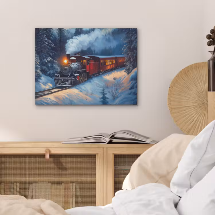 Trein - Kerst - Sneeuw - Kersttrein PET vilt klein -sfeer3