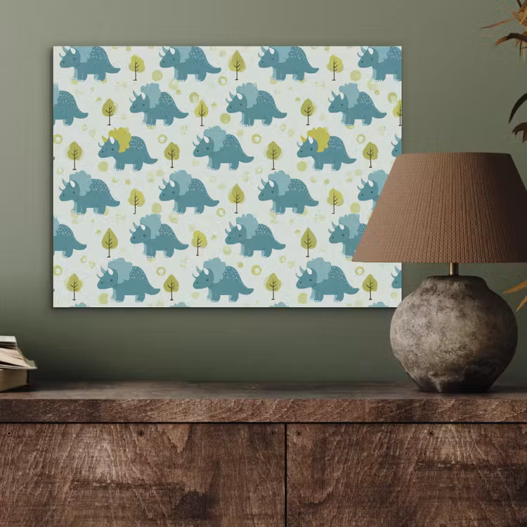 Triceratop - Blauw - Stippen - Boompjes PET vilt klein -sfeer2