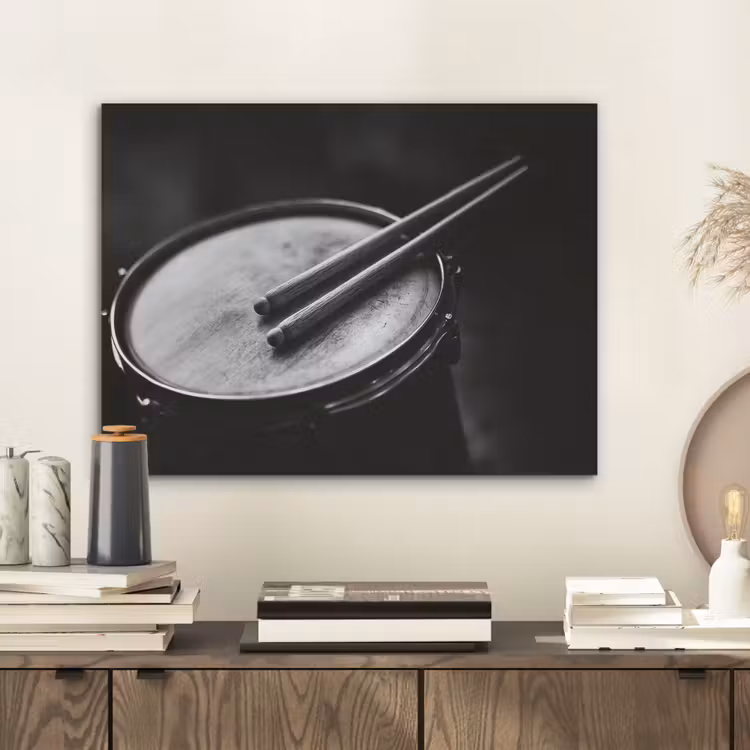 Trommel - Close-up - Drumstokken - Zwart PET vilt klein -sfeer1
