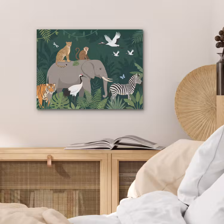 Tropisch - Jungle -  Groen PET vilt klein -sfeer3