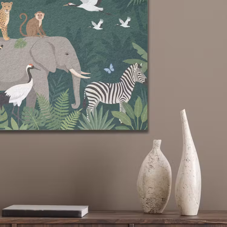 Tropisch - Jungle -  Groen PET vilt klein -sfeer6_closeup