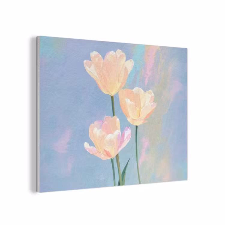 Tulpen - Roze accenten - Blauw PET vilt klein -3d