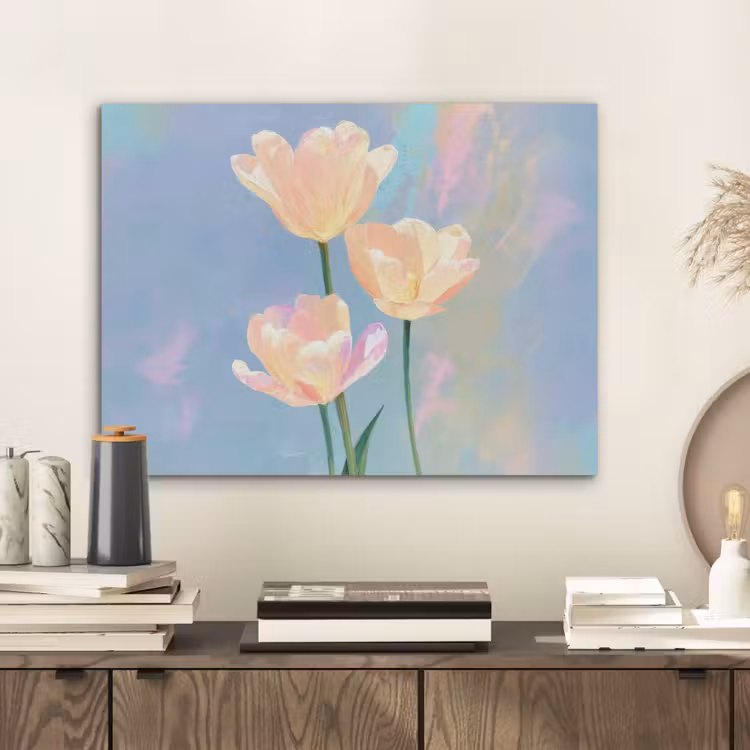 Tulpen - Roze accenten - Blauw PET vilt klein -sfeer1