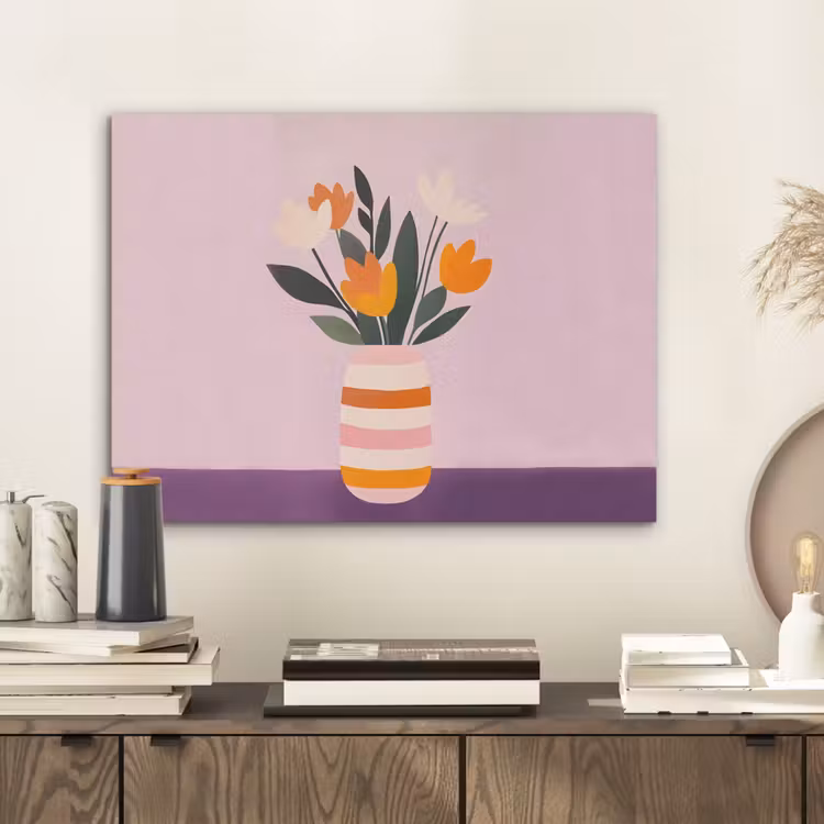 Tulpen - Vaas - Strepen - Paars PET vilt klein -sfeer1