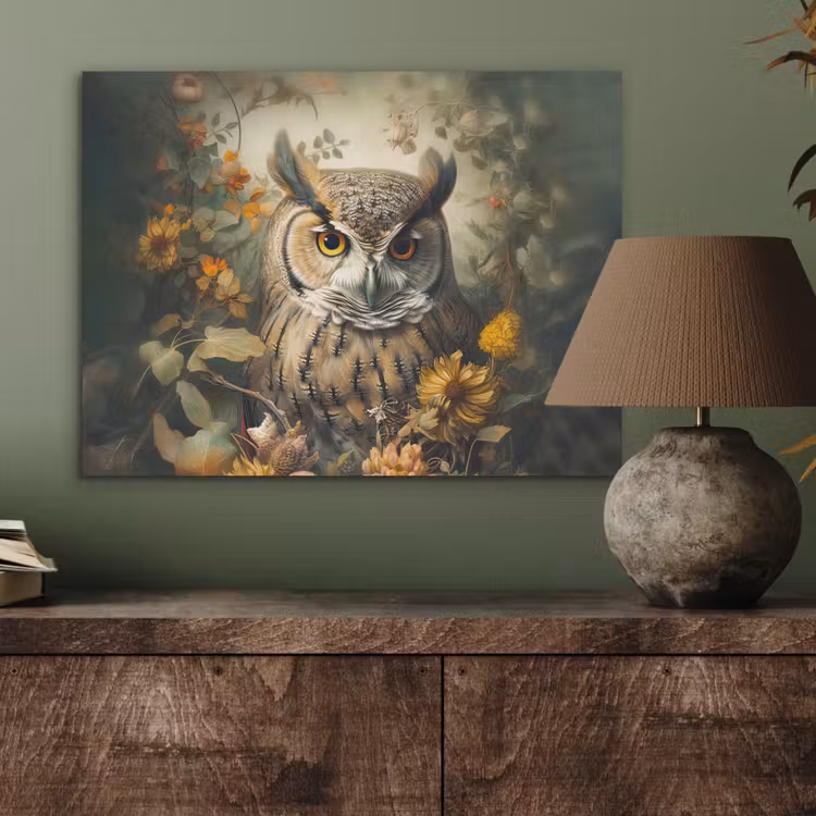 Uil - Vogels - Bloemen - Natuur PET vilt klein -sfeer2