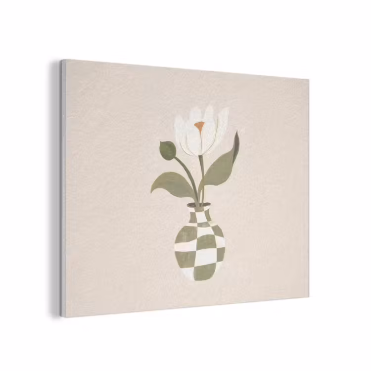 Vaas - Geruit - Bloem - Groen PET vilt klein -3d