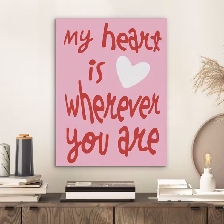 Valentijn - Hart - Liefde - Roze PET vilt klein -sfeer1