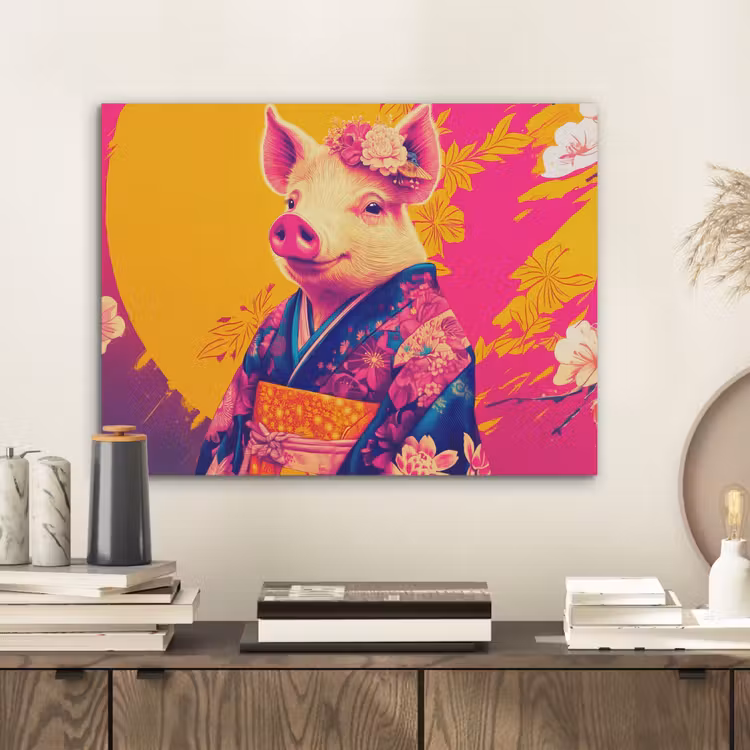 Varken - Bloemkroon - Kimono - Abstract PET vilt klein -sfeer1