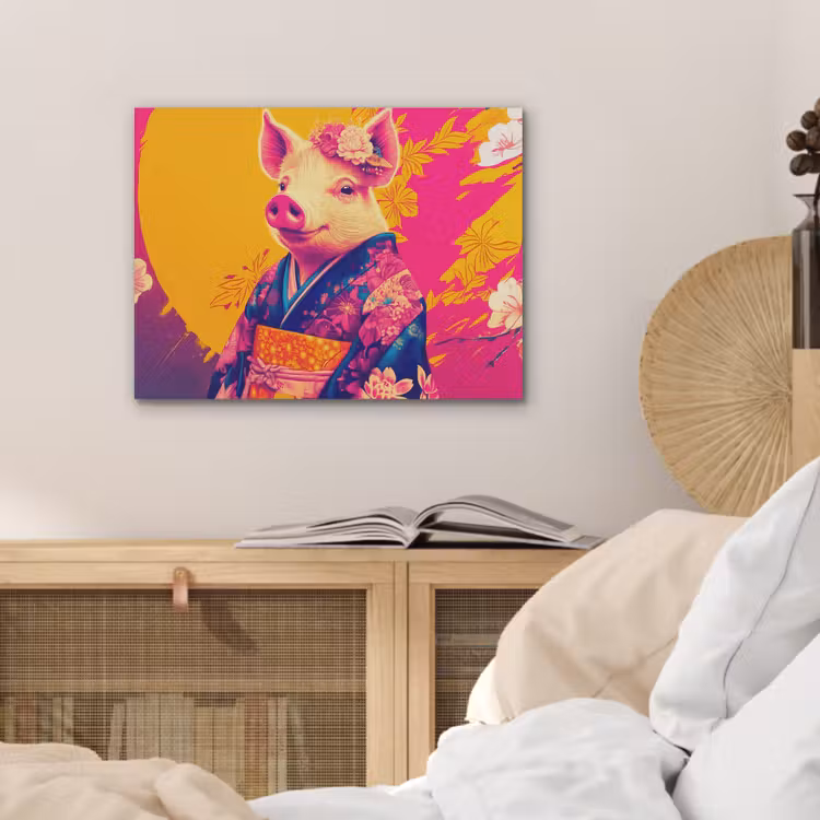 Varken - Bloemkroon - Kimono - Abstract PET vilt klein -sfeer3