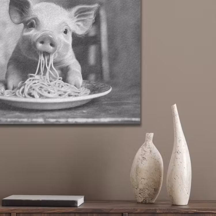 Varken - Schattig - Spaghetti - Zwart wit - Dier PET vilt klein -sfeer6_closeup