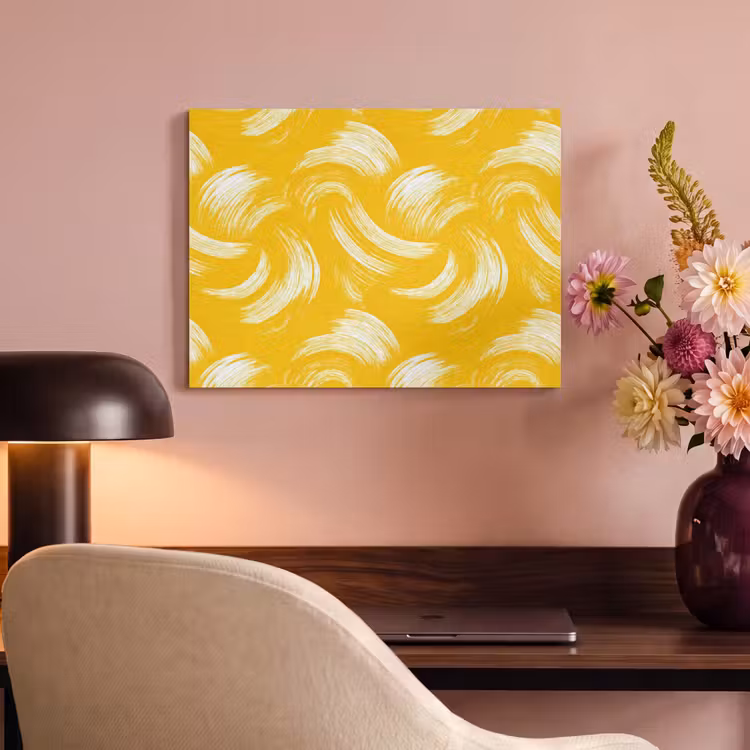 Verfstreken - Abstract - Dynamisch - Geel PET vilt klein 837 -sfeer3