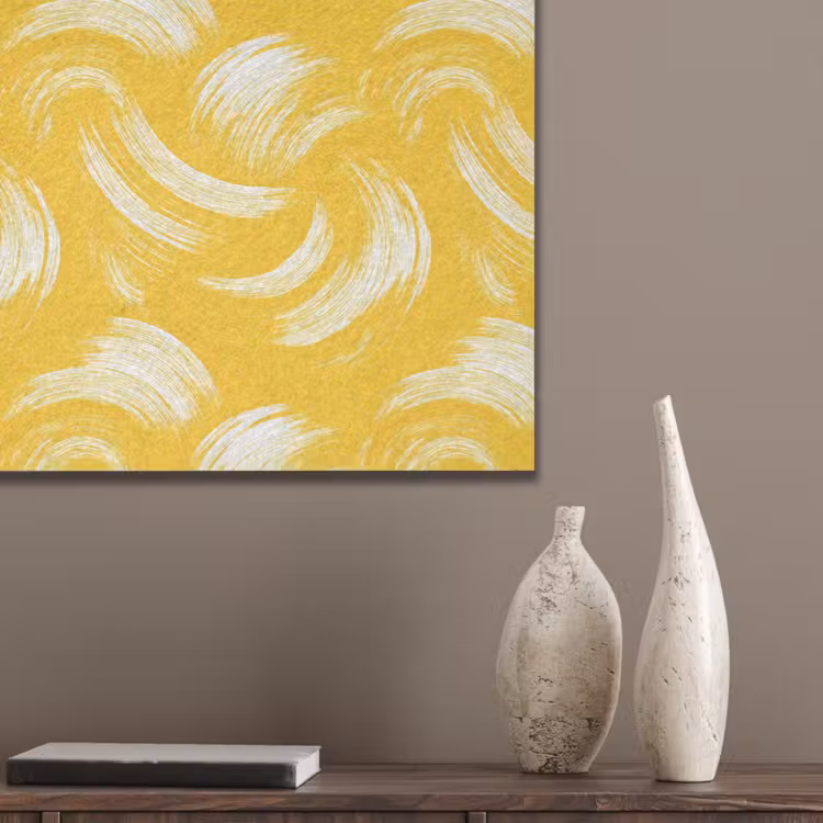 Verfstreken - Abstract - Dynamisch - Geel PET vilt klein 837 -sfeer6_closeup