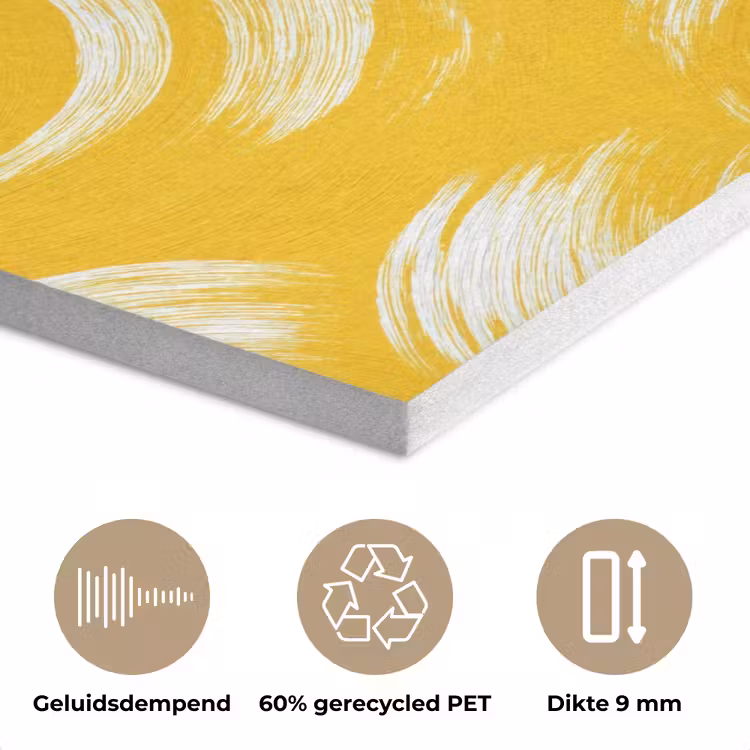 Verfstreken - Abstract - Dynamisch - Geel PET vilt klein 837 -closeup_NL
