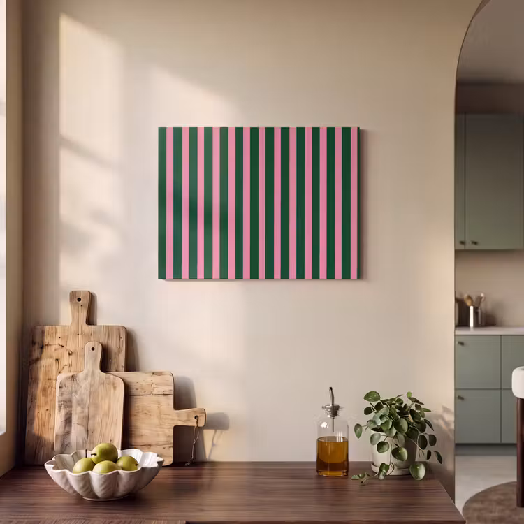 Verticale strepen - Groen - Roze PET vilt klein 837 -sfeer2