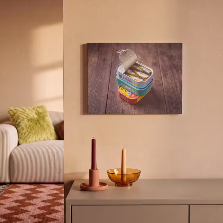 Akoestisch schilderij - Vis - Blikjes - Keuken - Vis - Blikjes - Keuken PET vilt klein