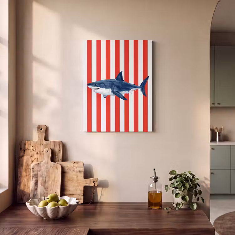 Vis - Haai - Zee - Illustratie - Blauw PET vilt klein -sfeer2